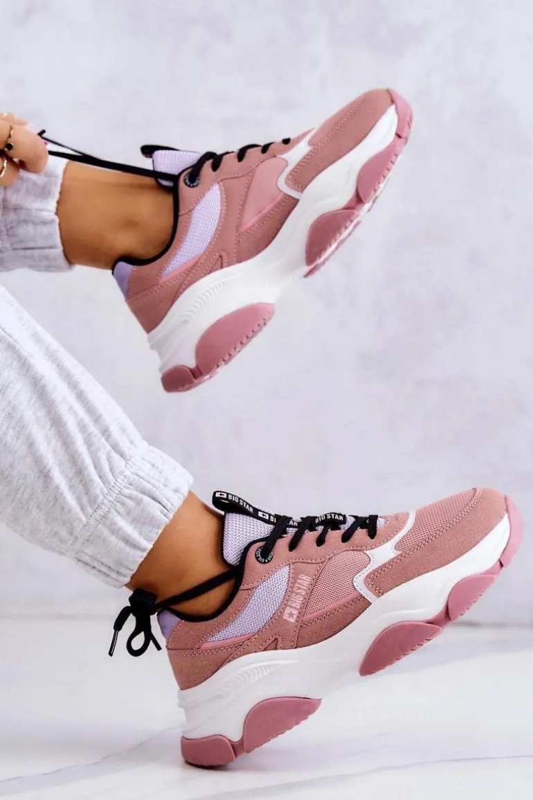 Damskie Sneakersy Buty Sportowe Big Star JJ274577 Różowe