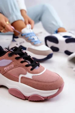 Damskie Sneakersy Buty Sportowe Big Star JJ274577 Różowe