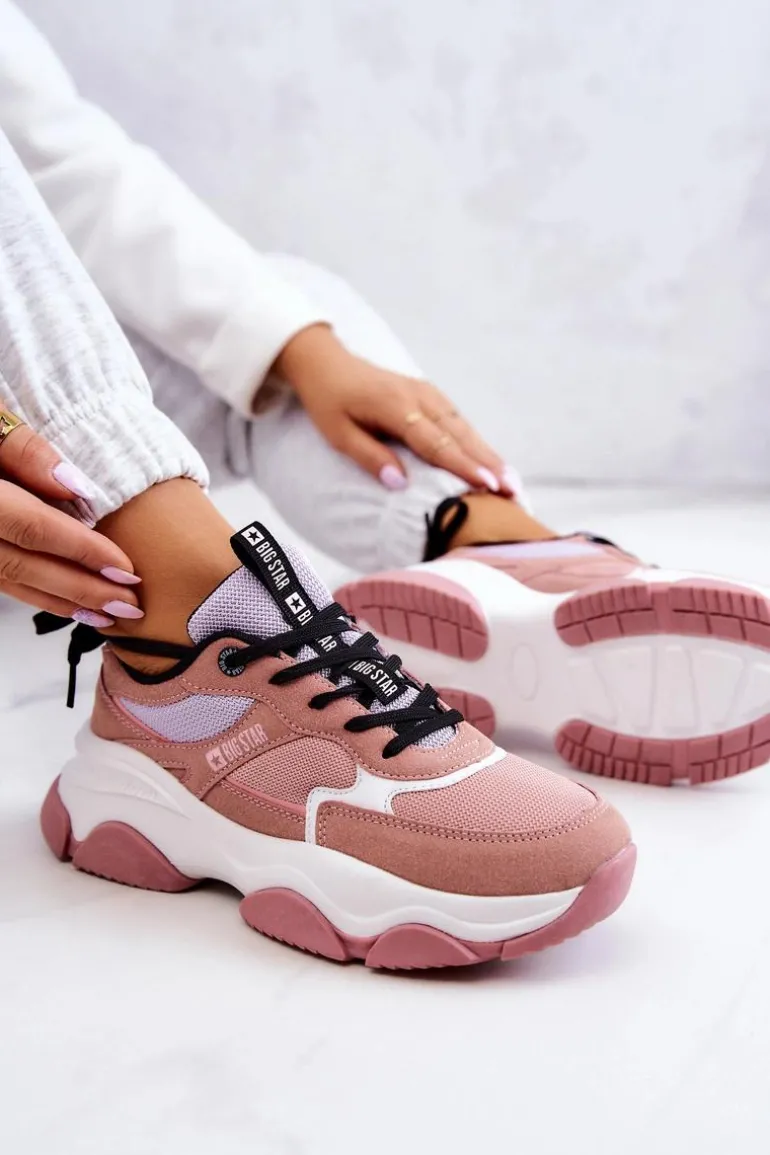 Damskie Sneakersy Buty Sportowe Big Star JJ274577 Różowe