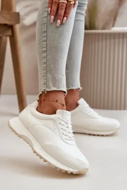 Damskie Sneakersy Buty Sportowe Z Eko Skóry Big Star OO274023 Hi-Poly System Białe