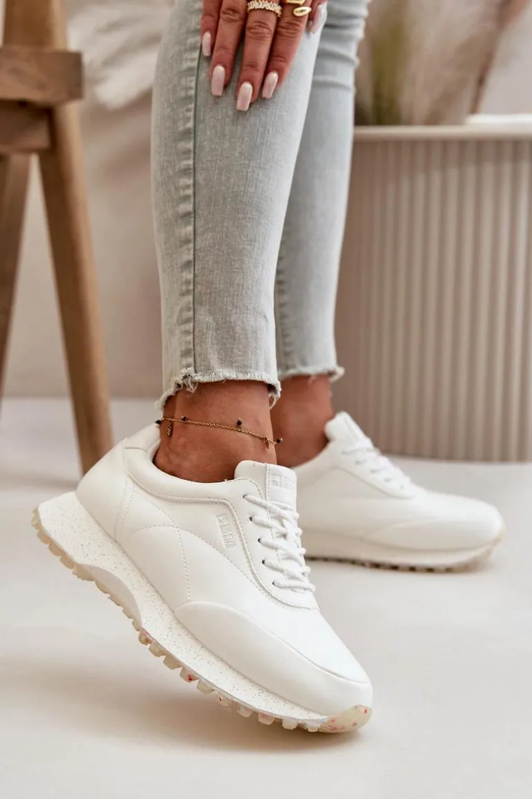 Damskie Sneakersy Buty Sportowe Z Eko Skóry Big Star OO274023 Hi-Poly System Białe