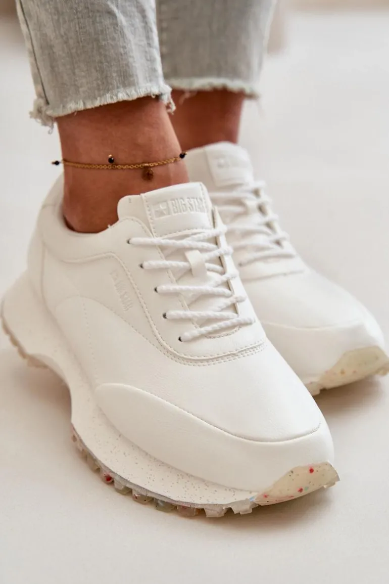 Damskie Sneakersy Buty Sportowe Z Eko Skóry Big Star OO274023 Hi-Poly System Białe
