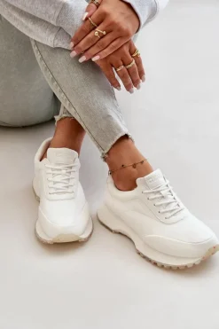 Damskie Sneakersy Buty Sportowe Z Eko Skóry Big Star OO274023 Hi-Poly System Białe