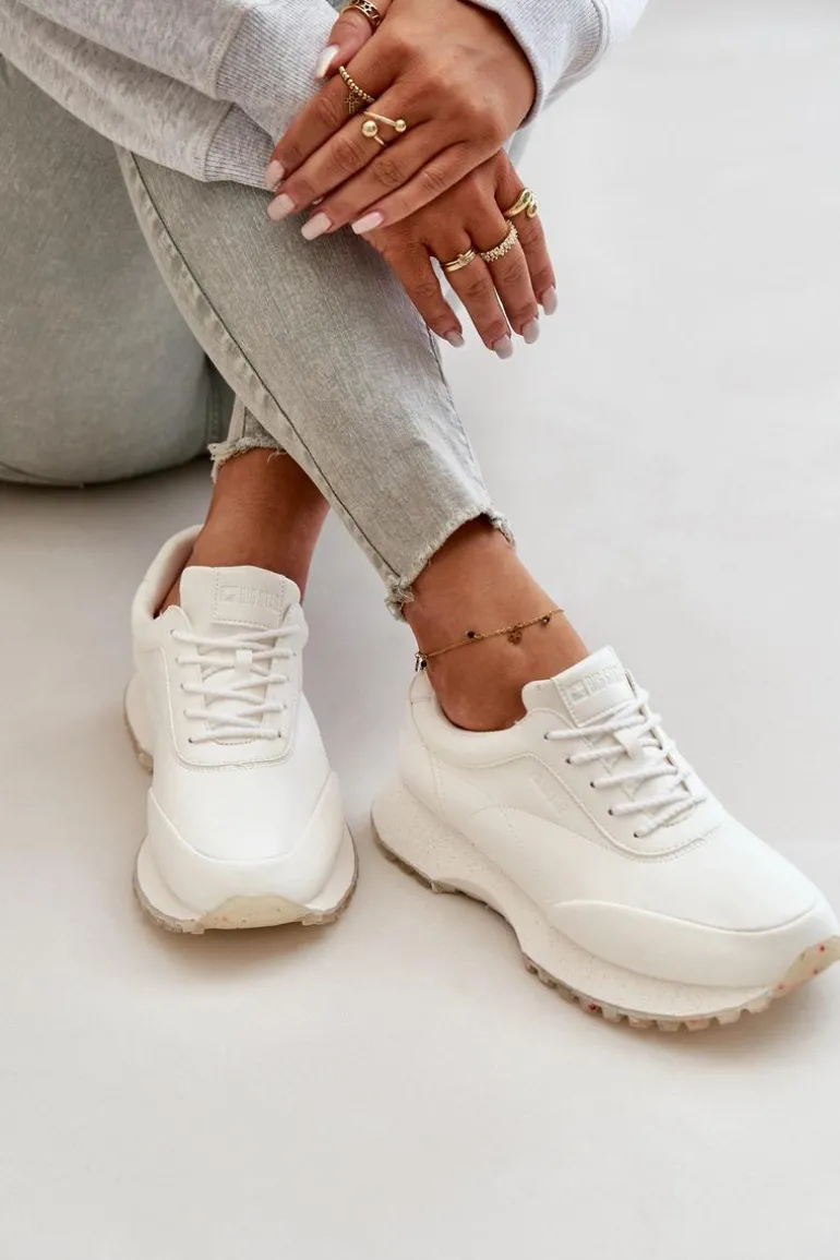 Damskie Sneakersy Buty Sportowe Z Eko Skóry Big Star OO274023 Hi-Poly System Białe