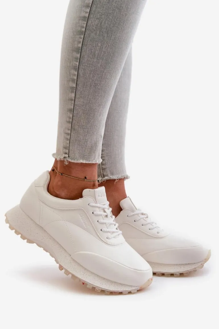 Damskie Sneakersy Buty Sportowe Z Eko Skóry Big Star OO274023 Hi-Poly System Białe