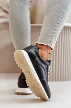 Damskie Sneakersy Buty Sportowe Z Eko Skóry Big Star OO274024 Hi-Poly System Czarne