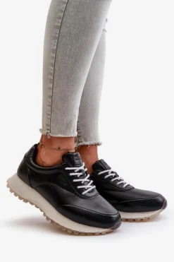 Damskie Sneakersy Buty Sportowe Z Eko Skóry Big Star OO274024 Hi-Poly System Czarne