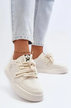 Damskie Sneakersy Eko Skórzane Beżowe Avanalis