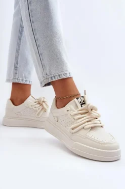 Damskie Sneakersy Eko Skórzane Beżowe Avanalis