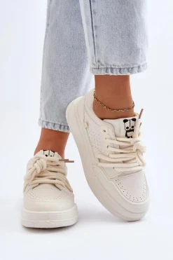 Damskie Sneakersy Eko Skórzane Beżowe Avanalis