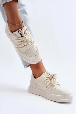 Damskie Sneakersy Eko Skórzane Beżowe Avanalis