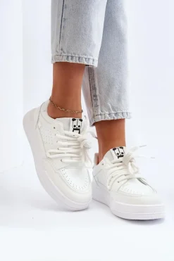 Damskie Sneakersy Eko Skórzane Białe Avanalis