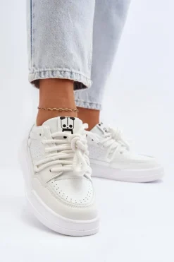 Damskie Sneakersy Eko Skórzane Białe Avanalis