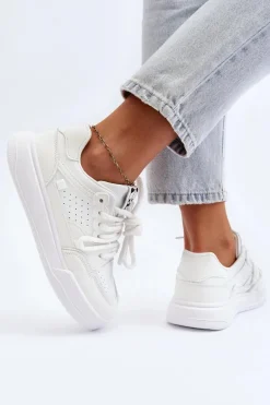 Damskie Sneakersy Eko Skórzane Białe Avanalis