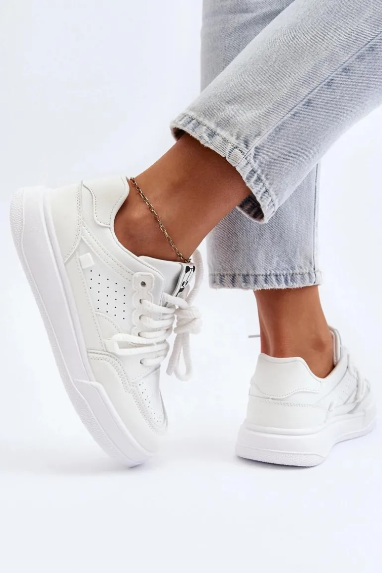 Damskie Sneakersy Eko Skórzane Białe Avanalis