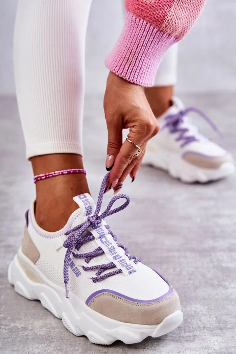 Damskie Sneakersy Memory Foam System Big Star KK274029 Białe