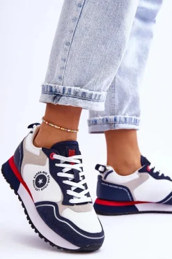 Damskie Sneakersy Memory Foam System Big Star LL274538 Biało-Granatowe