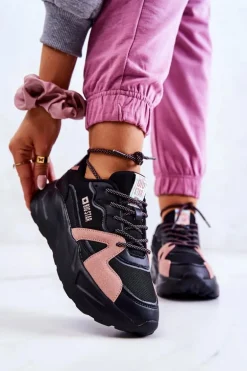 Damskie Sneakersy Memory Foam Big Star JJ274599 Czarno-Różowe