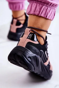 Damskie Sneakersy Memory Foam Big Star JJ274599 Czarno-Różowe