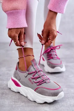 Damskie Sneakersy Memory Foam System Big Star KK274030 Szare