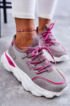 Damskie Sneakersy Memory Foam System Big Star KK274030 Szare