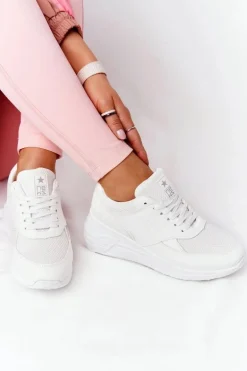 Damskie Sneakersy Na Koturnie Białe Avery