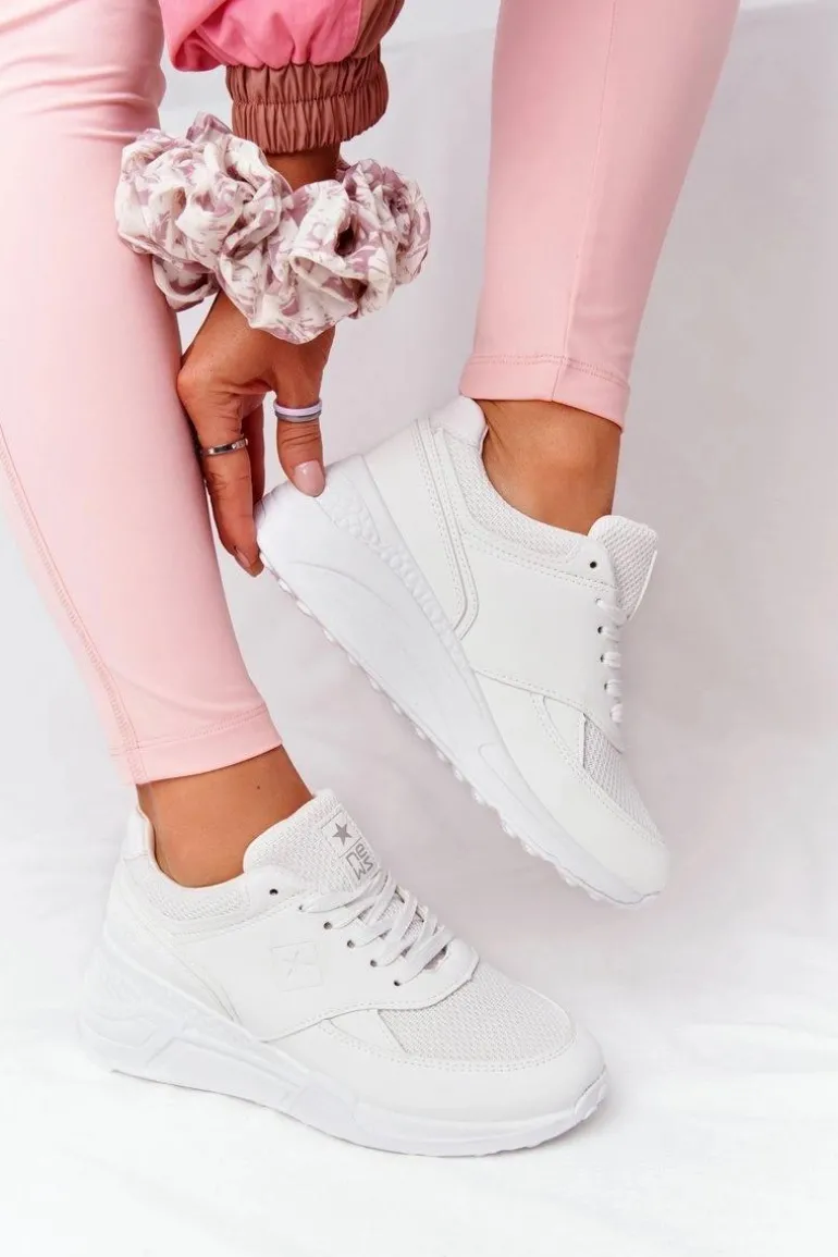 Damskie Sneakersy Na Koturnie Białe Avery