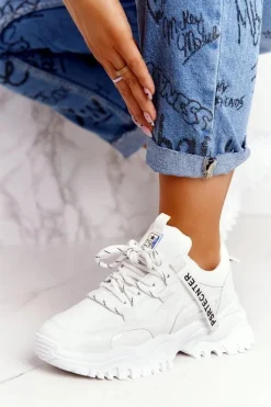 Damskie Sneakersy Na Masywnej Podeszwie Białe Laugh