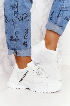 Damskie Sneakersy Na Masywnej Podeszwie Białe Laugh