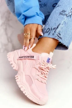 Damskie Sneakersy Na Masywnej Podeszwie Różowe Laugh