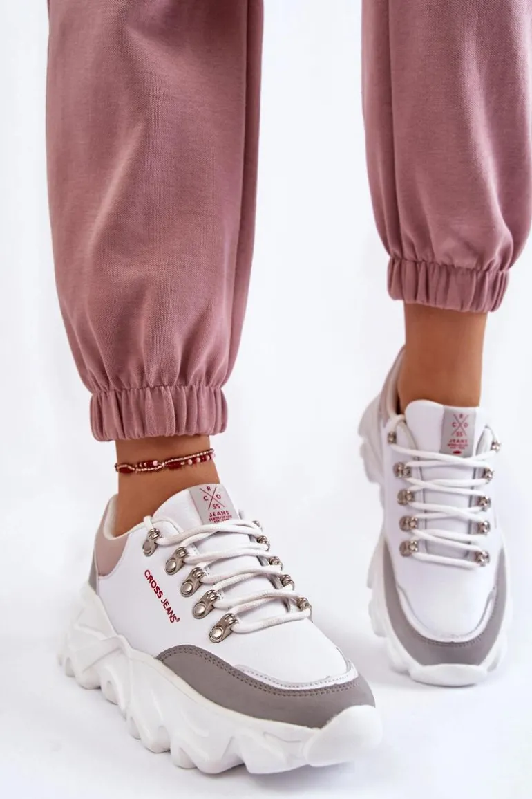 Damskie Sneakersy Na Platformie Cross Jeans KK2R4071C Białe