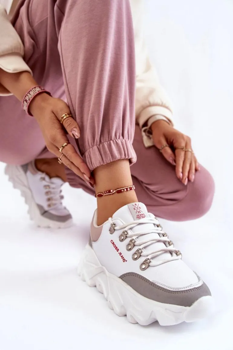 Damskie Sneakersy Na Platformie Cross Jeans KK2R4071C Białe