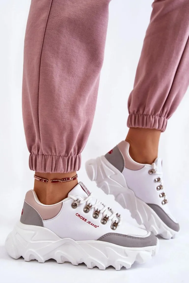 Damskie Sneakersy Na Platformie Cross Jeans KK2R4071C Białe