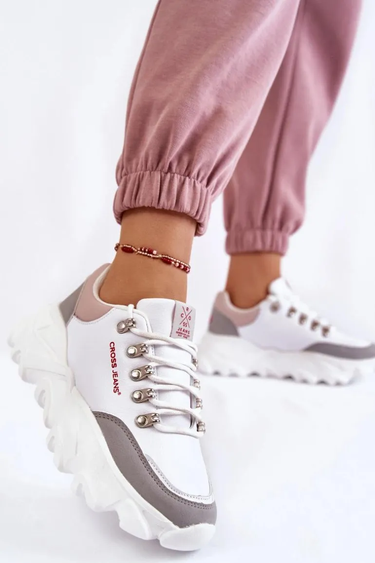 Damskie Sneakersy Na Platformie Cross Jeans KK2R4071C Białe