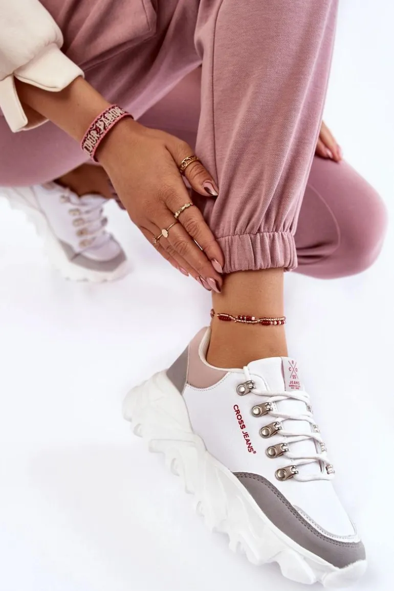 Damskie Sneakersy Na Platformie Cross Jeans KK2R4071C Białe
