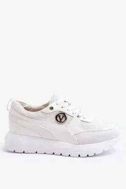 Damskie Sneakersy Na Platformie Białe Chana