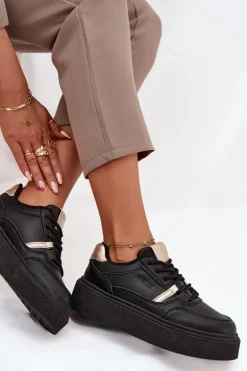 Damskie Sneakersy Na Platformie Big Star SS274360 Czarne