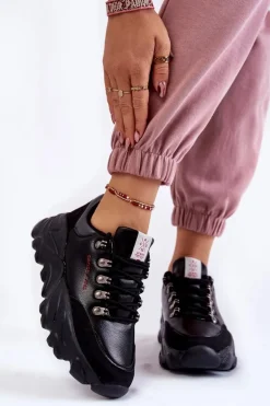 Damskie Sneakersy Na Platformie Cross Jeans KK2R4073C Czarne