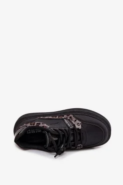 Damskie Sneakersy Na Platformie Big Star SS274358 Panterka Czarne