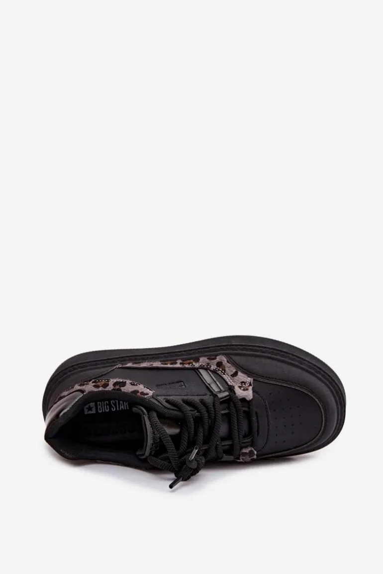 Damskie Sneakersy Na Platformie Big Star SS274358 Panterka Czarne