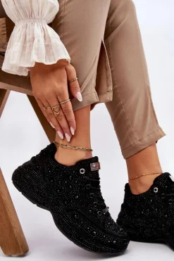 Damskie Sneakersy Na Platformie GOE JJ2N4058 Czarne