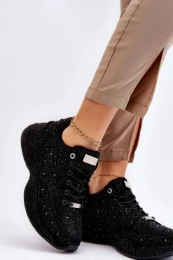 Damskie Sneakersy Na Platformie GOE JJ2N4058 Czarne