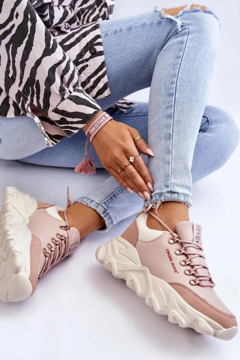 Damskie Sneakersy Na Platformie Cross Jeans KK2R4072C Nude