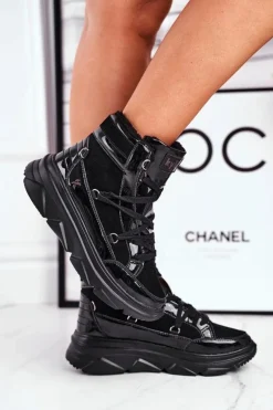 Damskie Sneakersy Śniegowce Czarne Missy