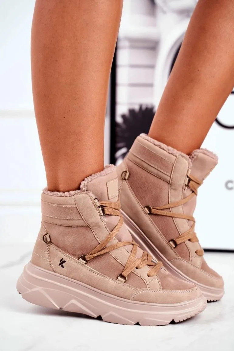 Damskie Sneakersy Śniegowce Beżowe Missy