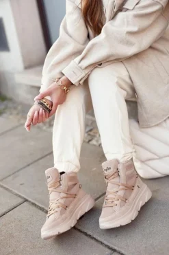 Damskie Sneakersy Śniegowce Beżowe Missy