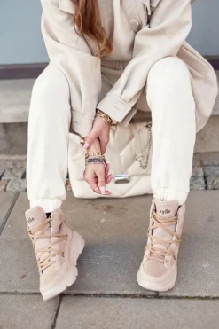 Damskie Sneakersy Śniegowce Beżowe Missy