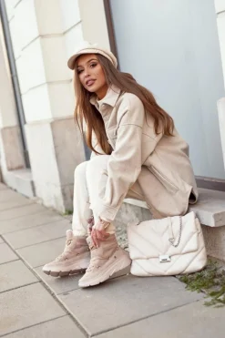 Damskie Sneakersy Śniegowce Beżowe Missy