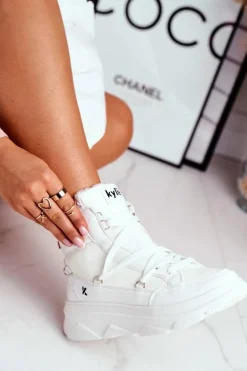 Damskie Sneakersy Śniegowce Białe Missy