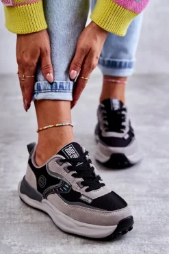 Damskie Sneakersy Sportowe Big Star KK274100 Czarno-Szare